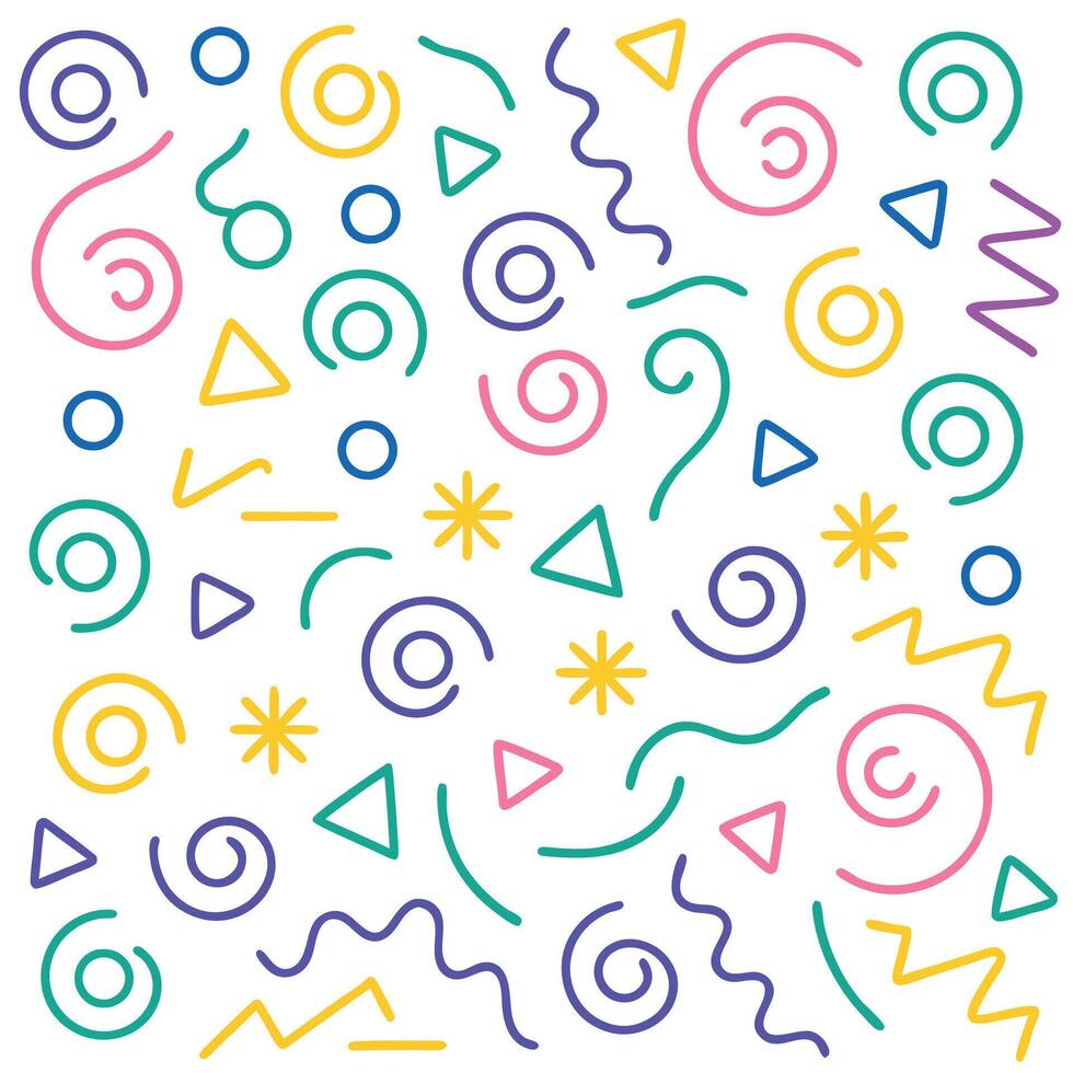 a colorful pattern with various shapes and lines vector