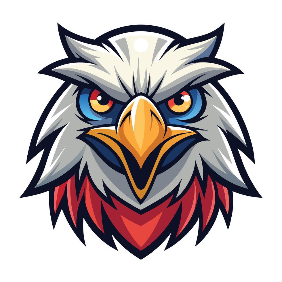 an eagle head with a red, white and blue beak vector