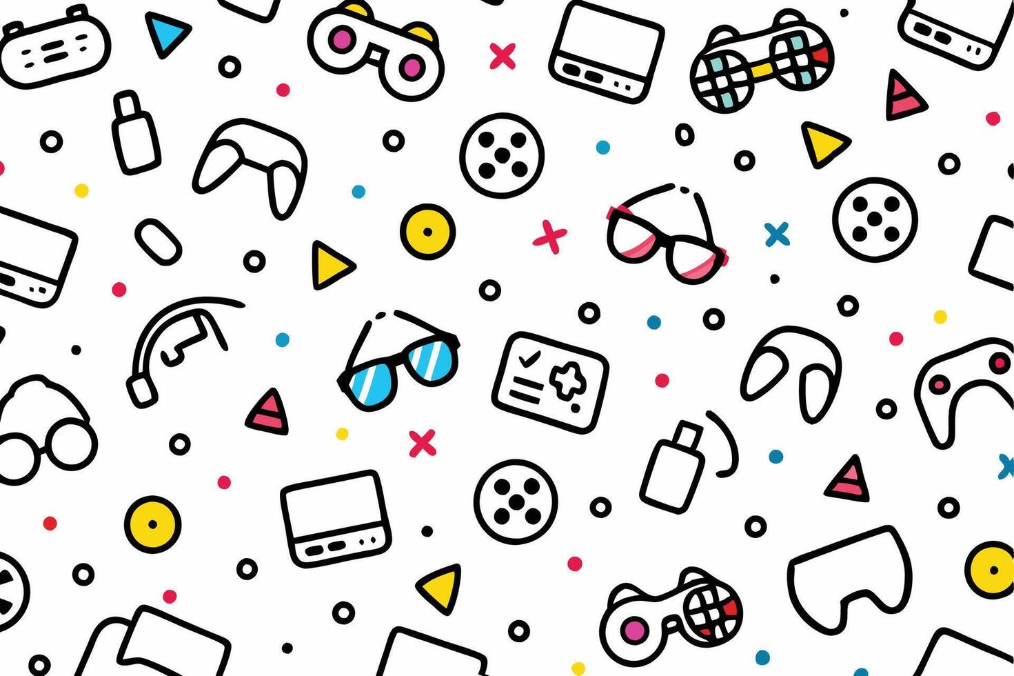 a seamless pattern with various game items vector