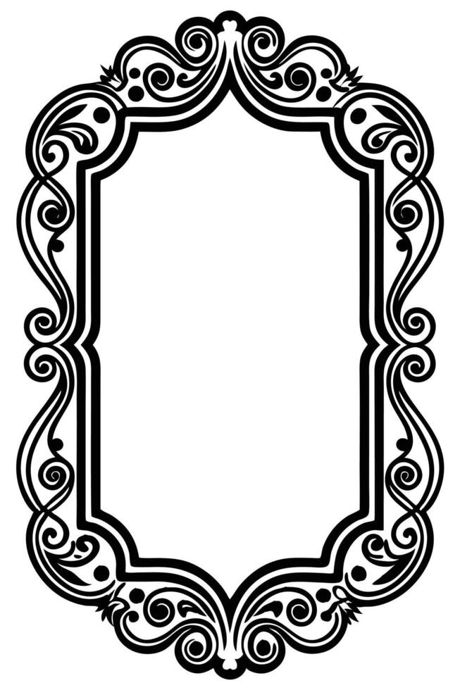 a black and white ornate frame with swirls vector