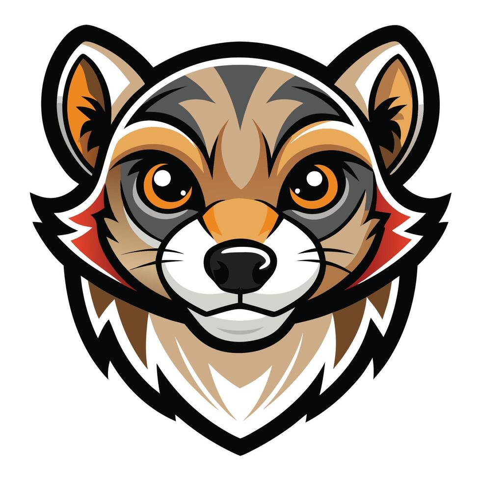 a raccoon head with a red and white stripe vector