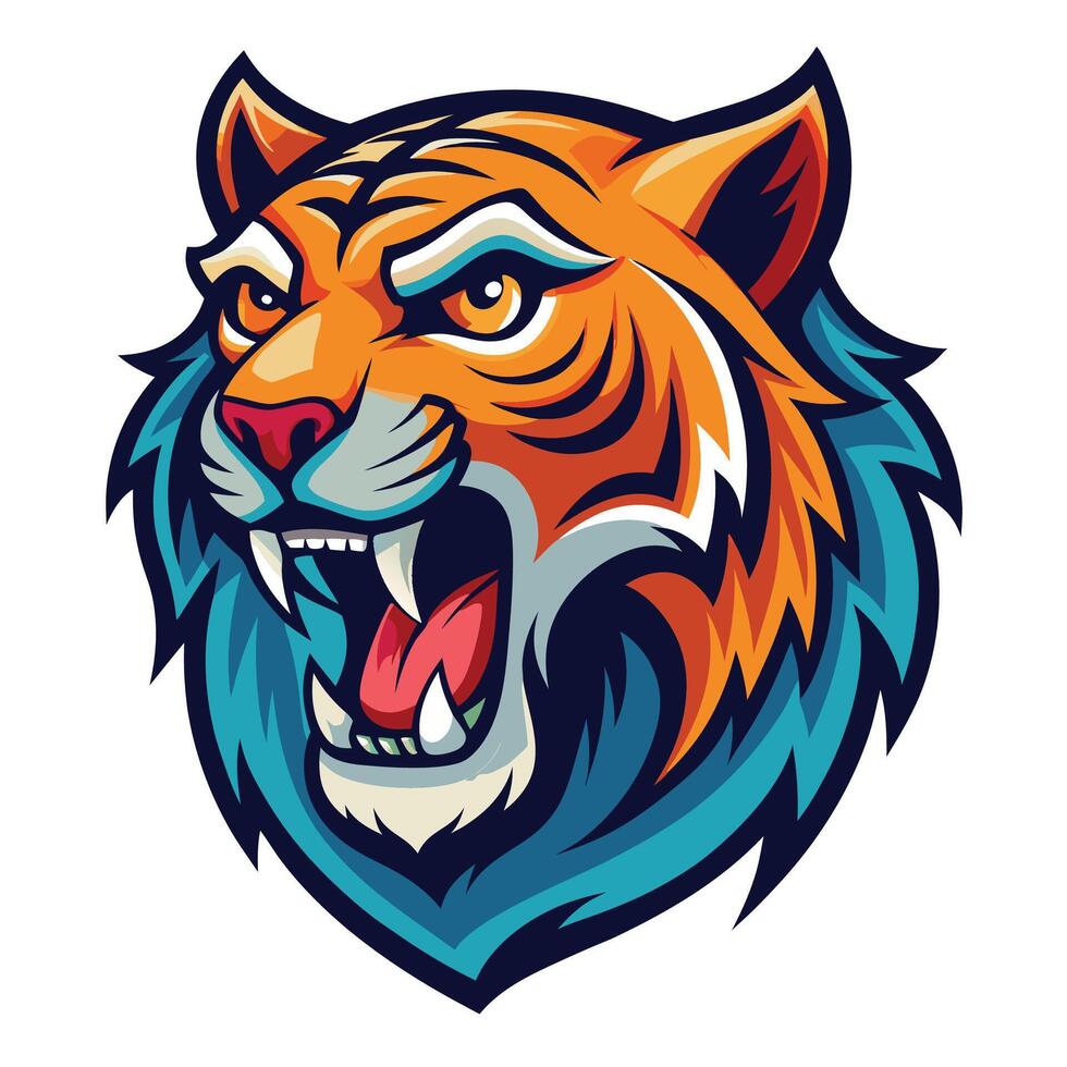 the head of a tiger is shown in a cartoon style vector