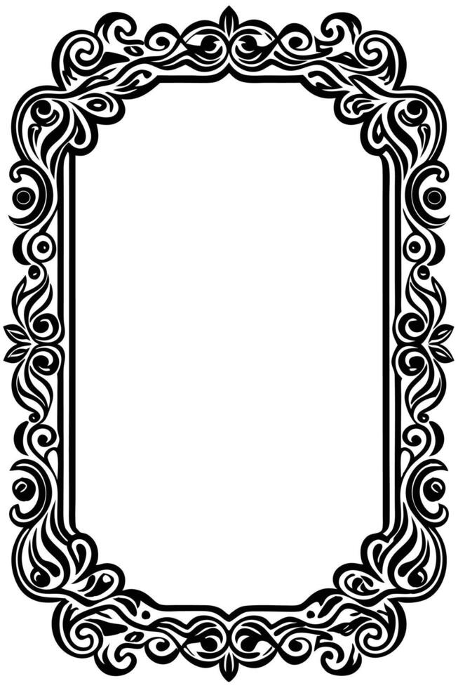 a black and white ornate frame with swirls vector