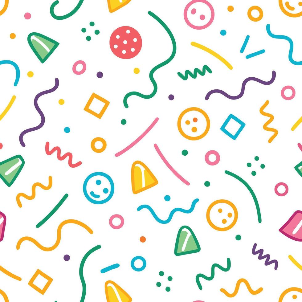 seamless pattern with colorful shapes and lines vector