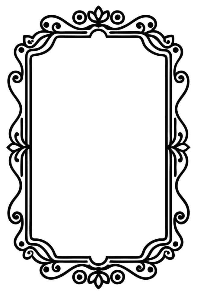 a black and white drawing of a frame with ornate design vector