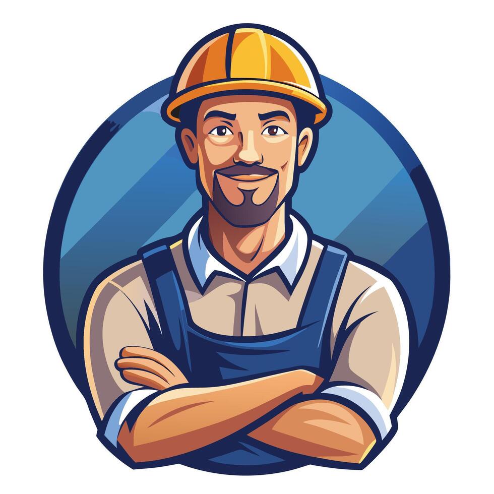 a man in a hard hat and overalls vector
