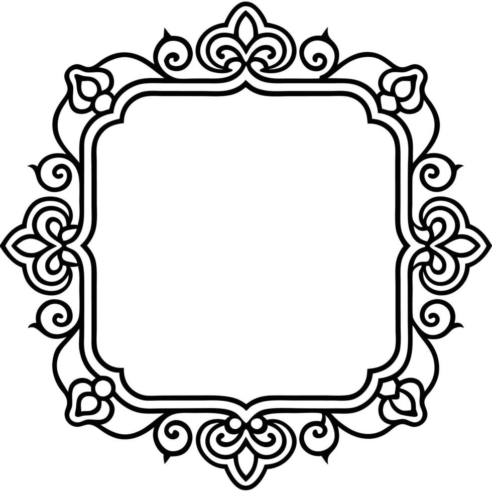 a black and white drawing of a frame with ornate design vector