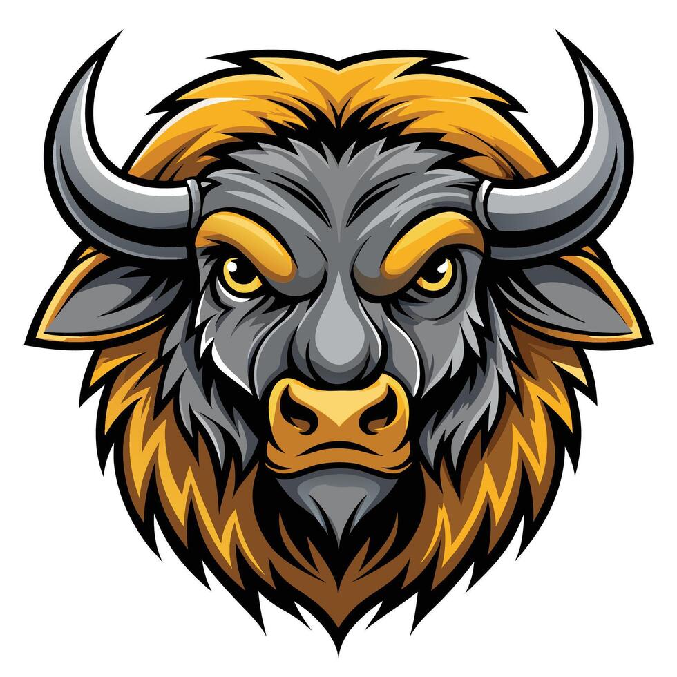 an angry buffalo head mascot vector