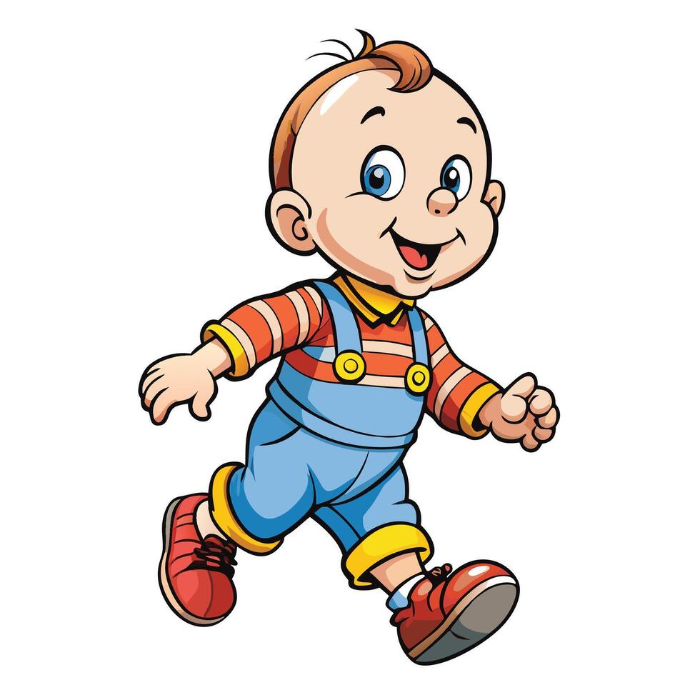 cartoon boy running vector