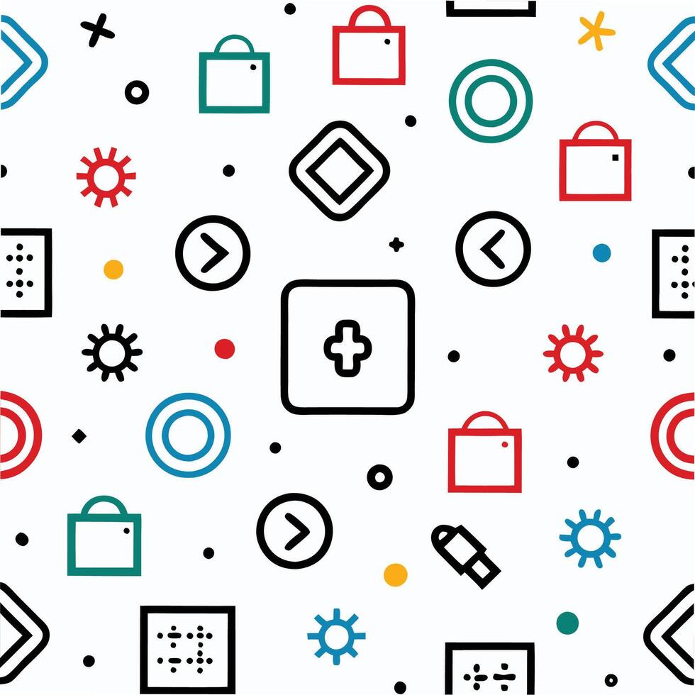 a seamless pattern with icons and symbols vector