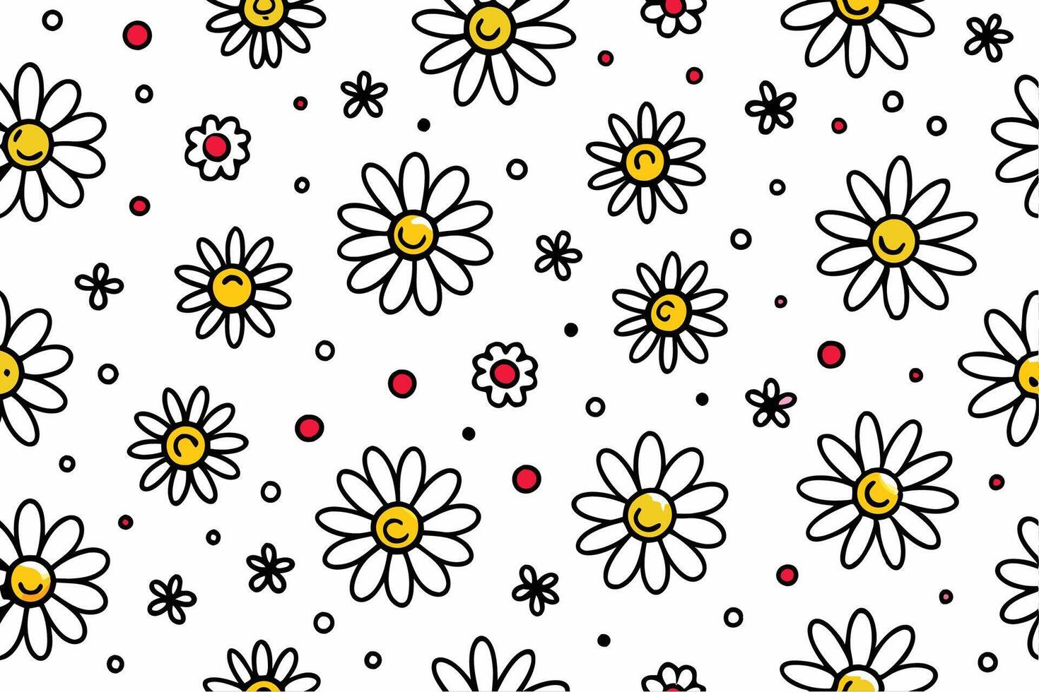 a white background with a bunch of daisies vector