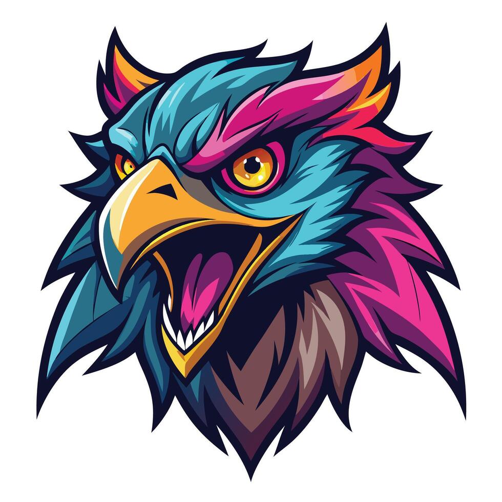 an eagle head with colorful feathers vector