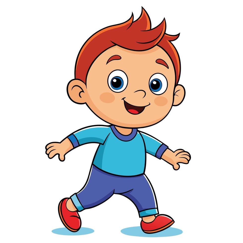 cartoon boy running illustration vector