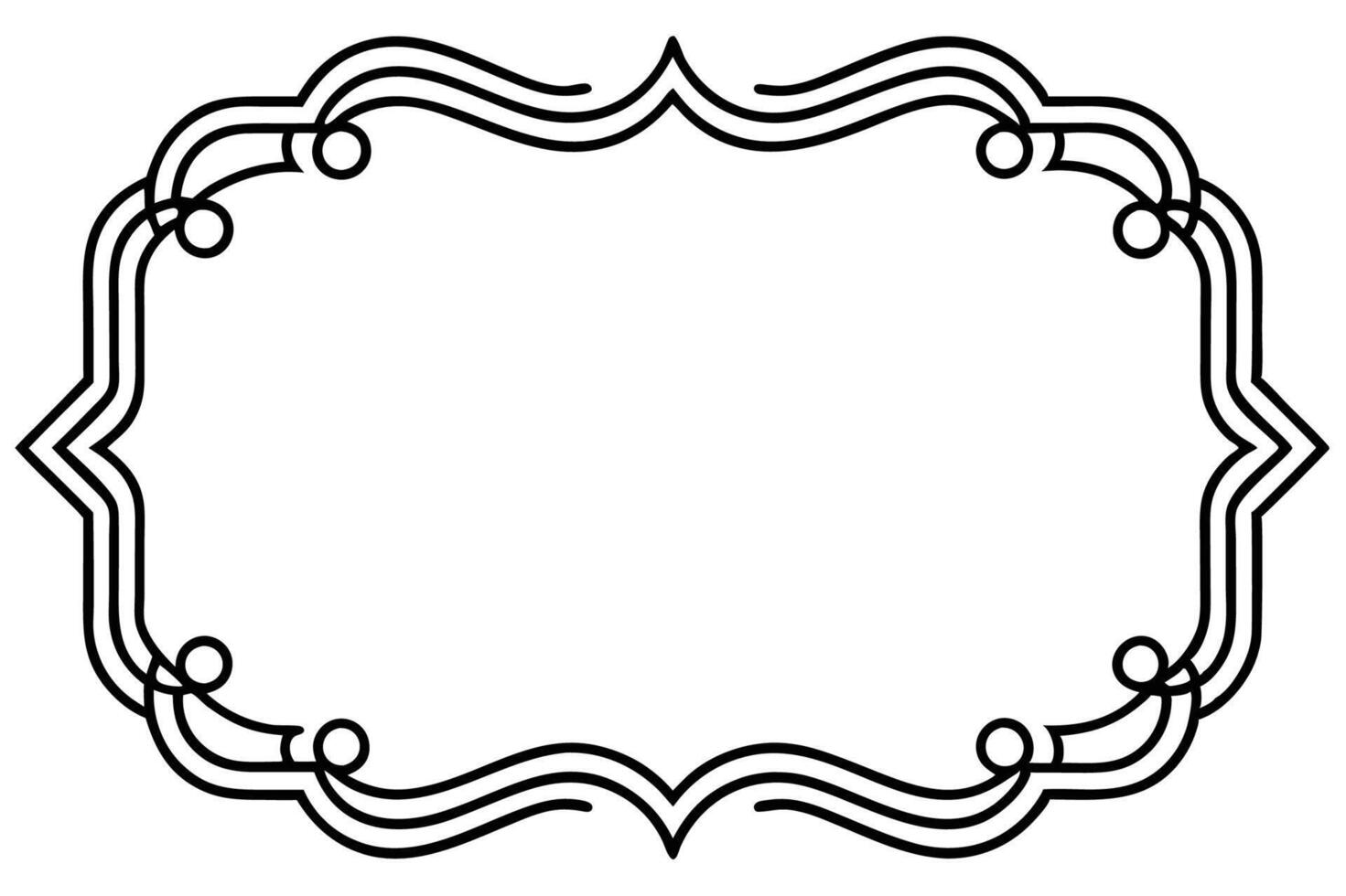 a black and white drawing of a frame with a scroll vector