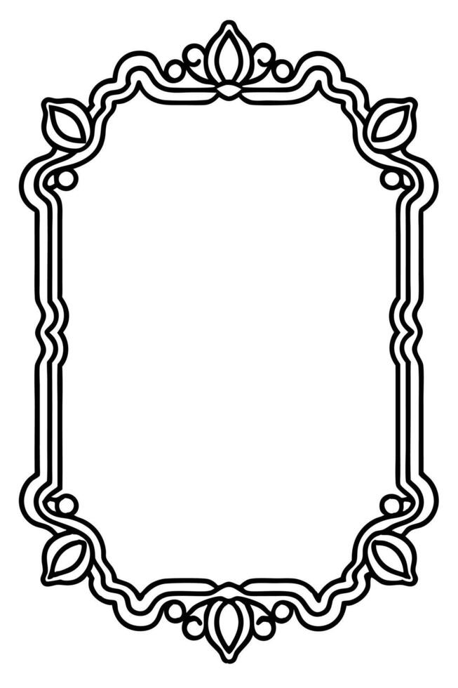 a black and white drawing of a frame with a decorative border vector