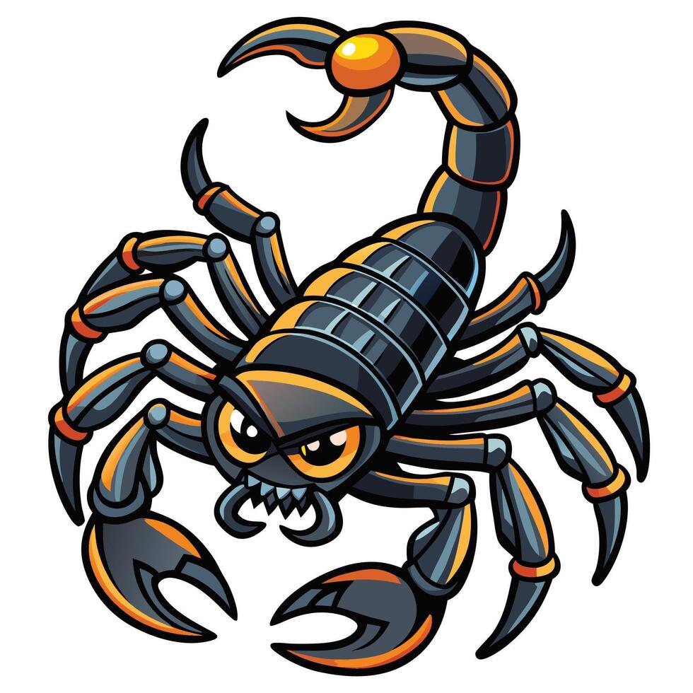 a cartoon scorpion with black and orange markings vector