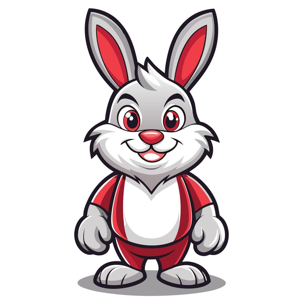 a cartoon rabbit in red and white vector