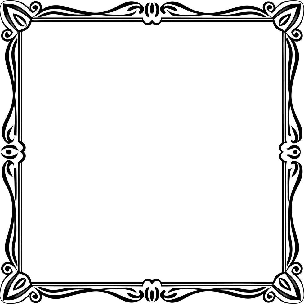 a black and white square frame with ornate design vector