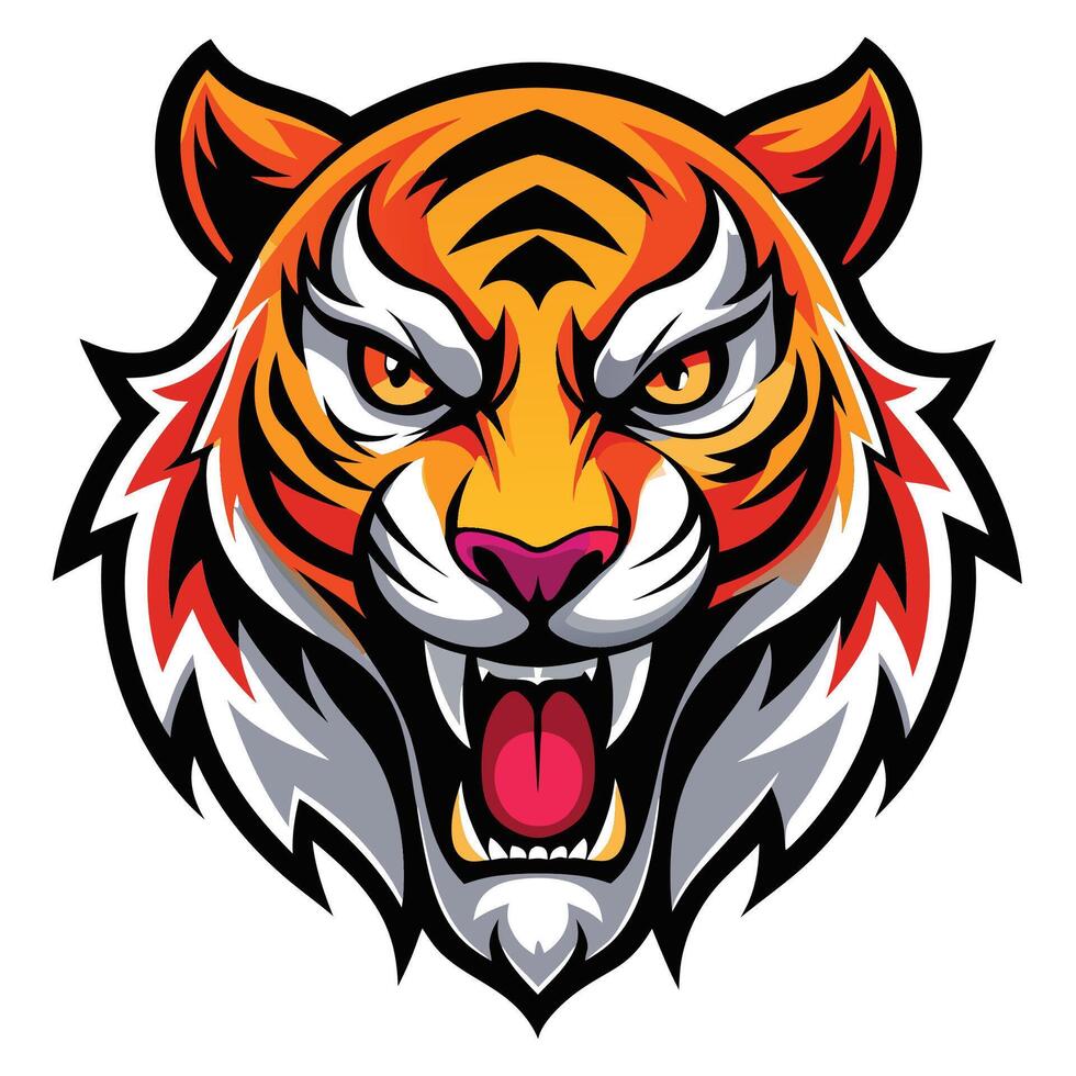 the head of a tiger is shown in a cartoon style vector