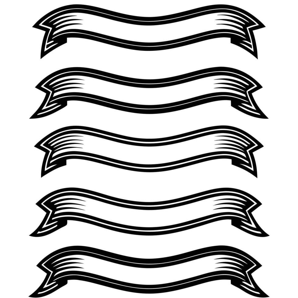 set of black and white ribbons vector