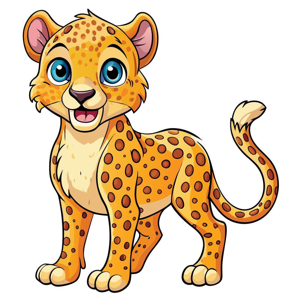 illustration of cute cheetah cartoon vector