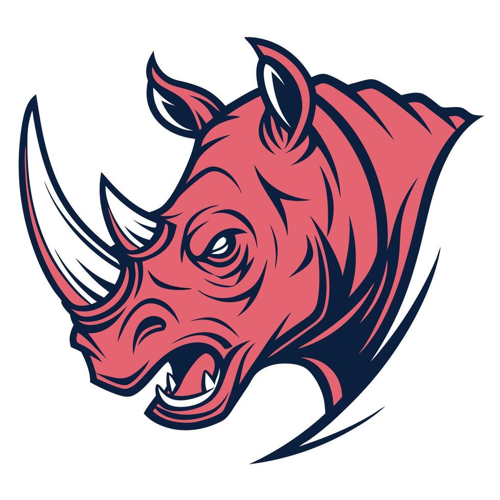 a rhino head with a big horn on it vector