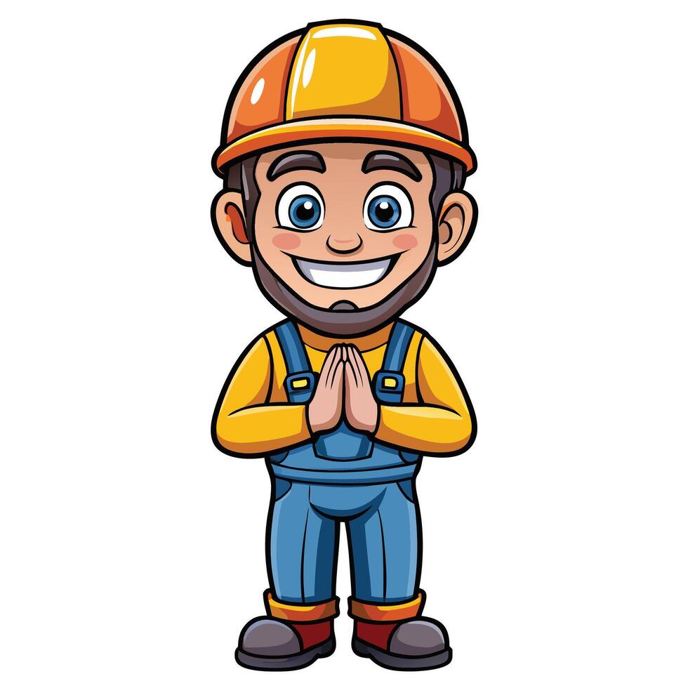 cartoon construction worker with a smile vector