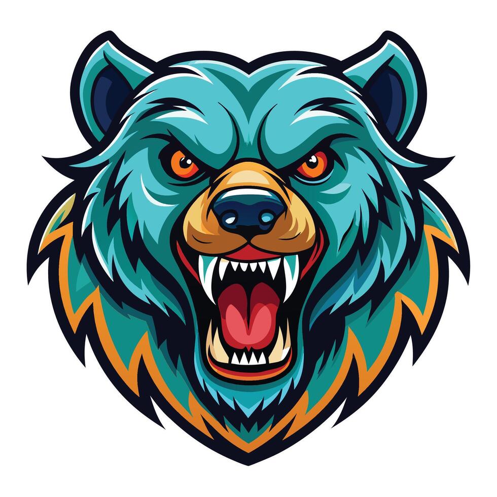 the head of a bear with an angry expression vector