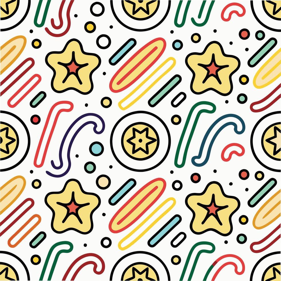 a colorful pattern with stars and other shapes vector