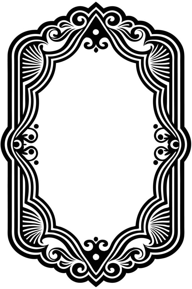 a black and white ornate frame with a white border vector