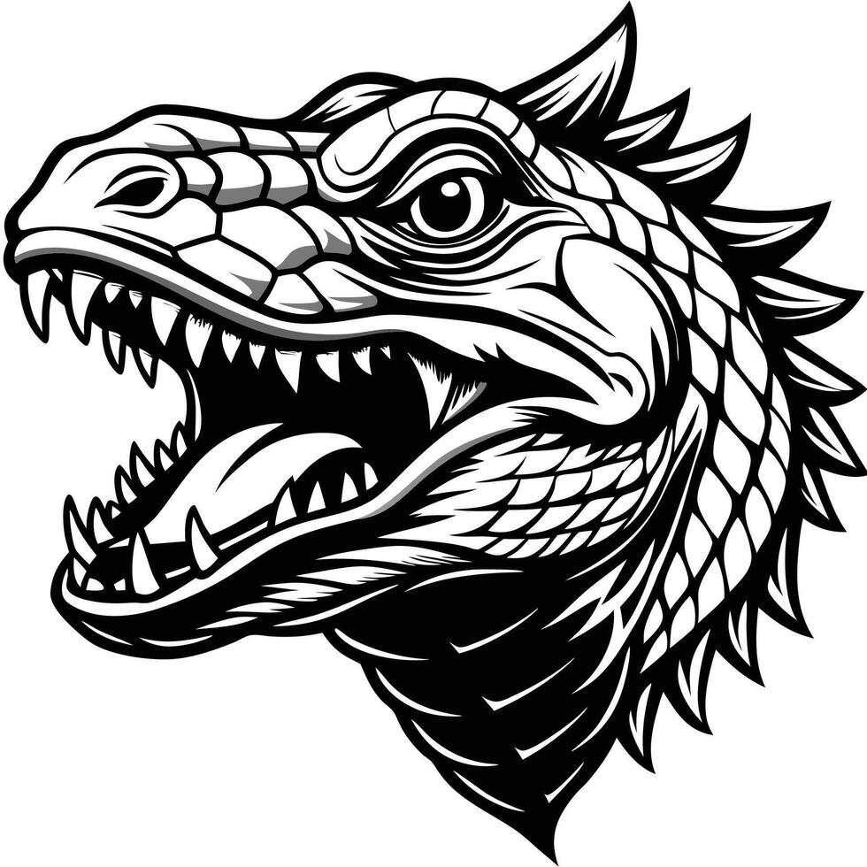 a black and white illustration of a lizard head vector