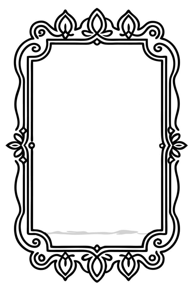 a black and white ornate frame with a white background vector