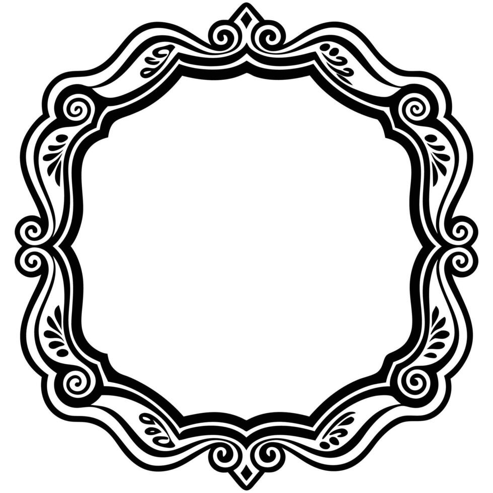 a black and white ornate frame with a white background vector