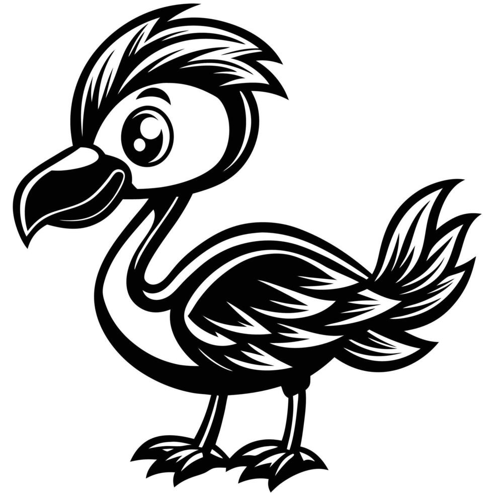 a cartoon bird with a long beak and long legs vector