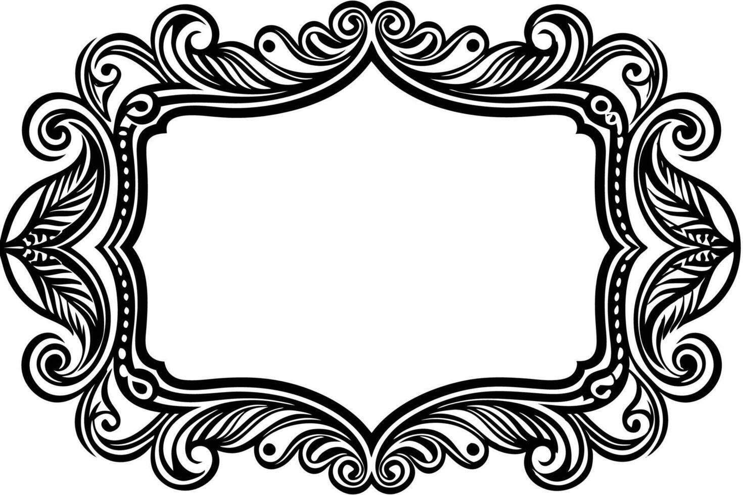 a black and white ornate frame with swirls vector