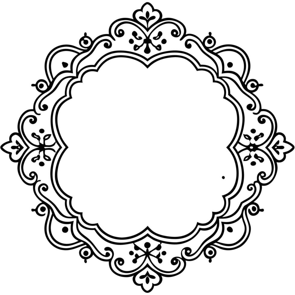a black and white drawing of a circular frame vector