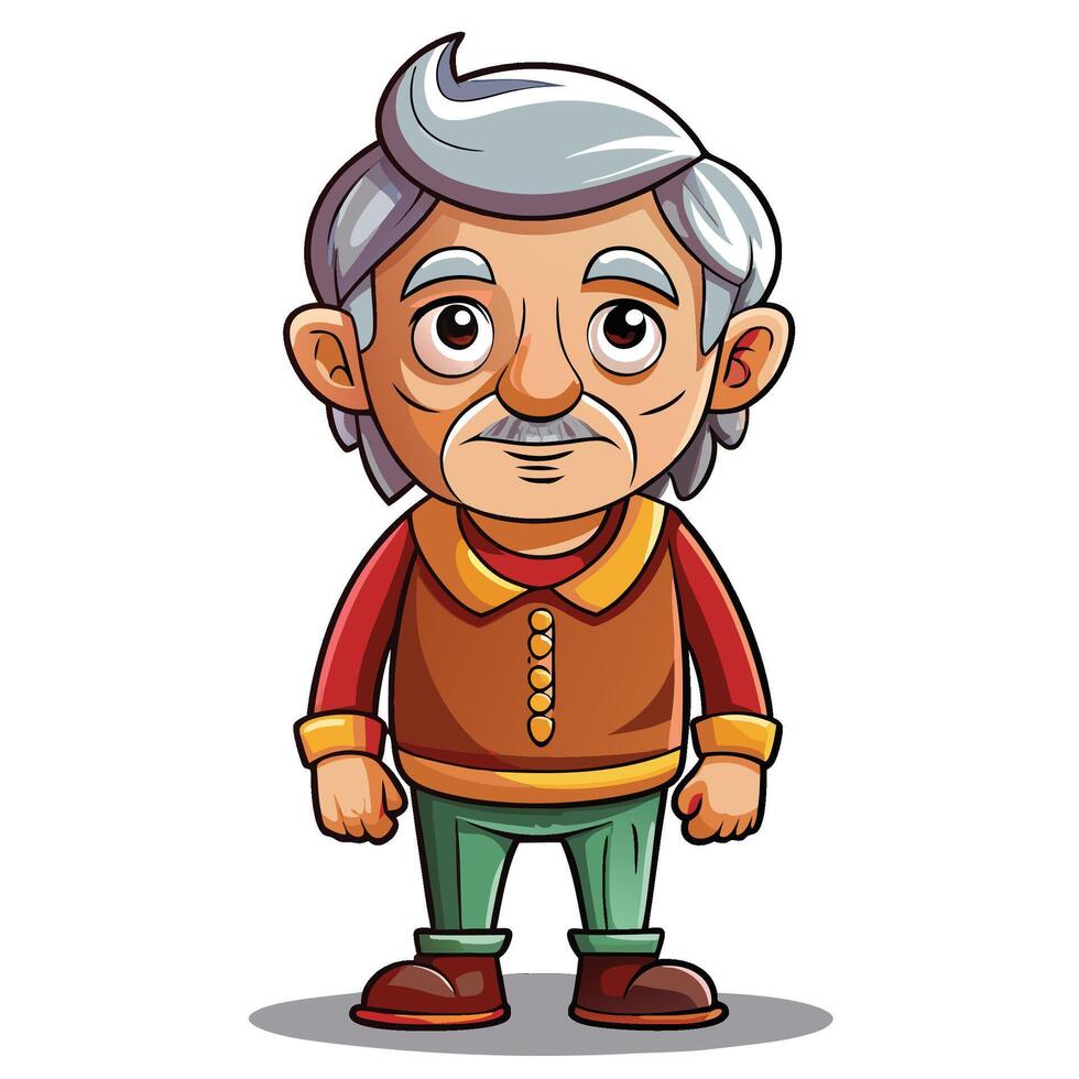 cartoon old man with white hair and beard vector