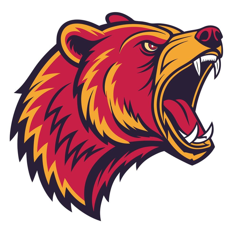 the head of a bear with its mouth open vector