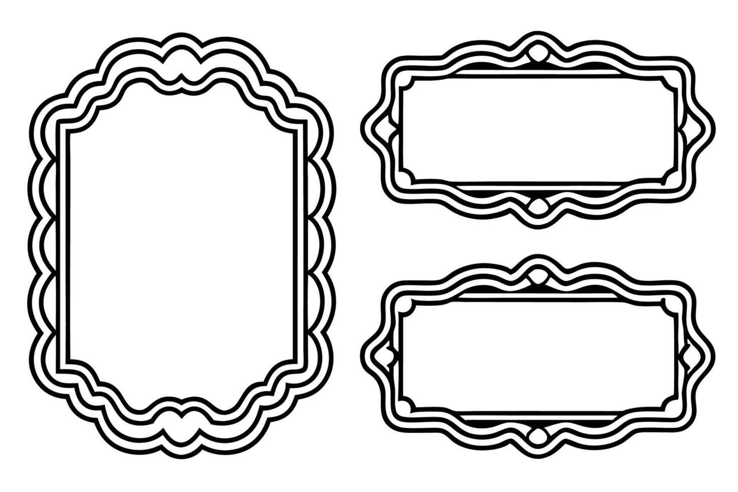 three black and white frames with ornate designs vector