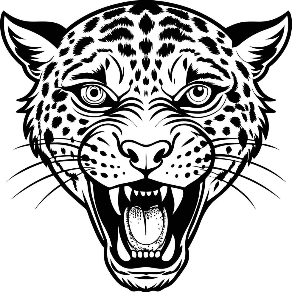 a jaguar head with its mouth open vector