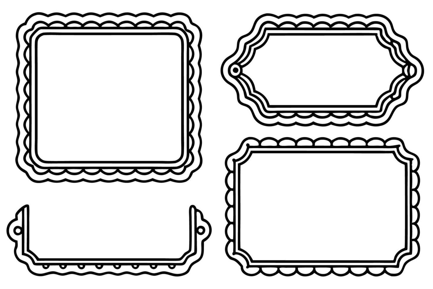 four black and white frames with a border vector