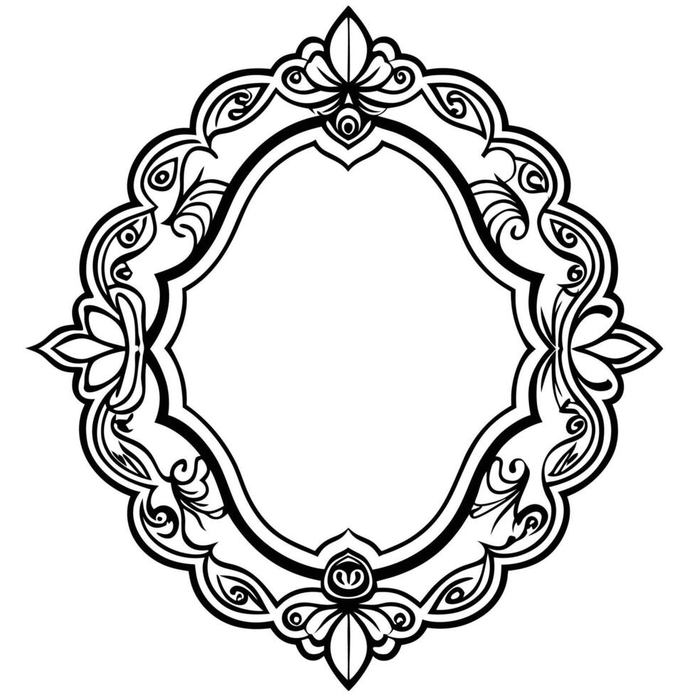 a black and white ornate frame with a white background vector