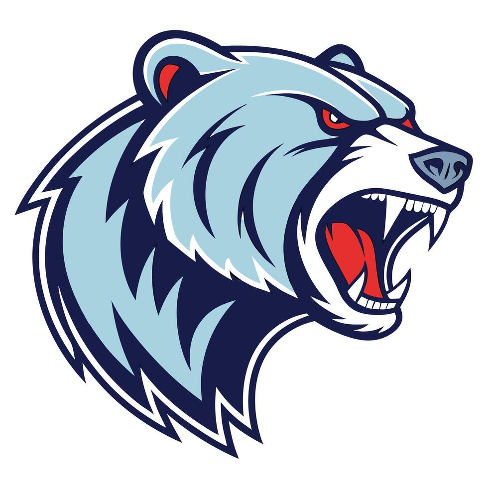 the grizzly bear mascot head with its mouth open vector