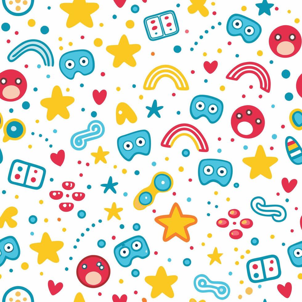 a colorful pattern with various objects and symbols vector