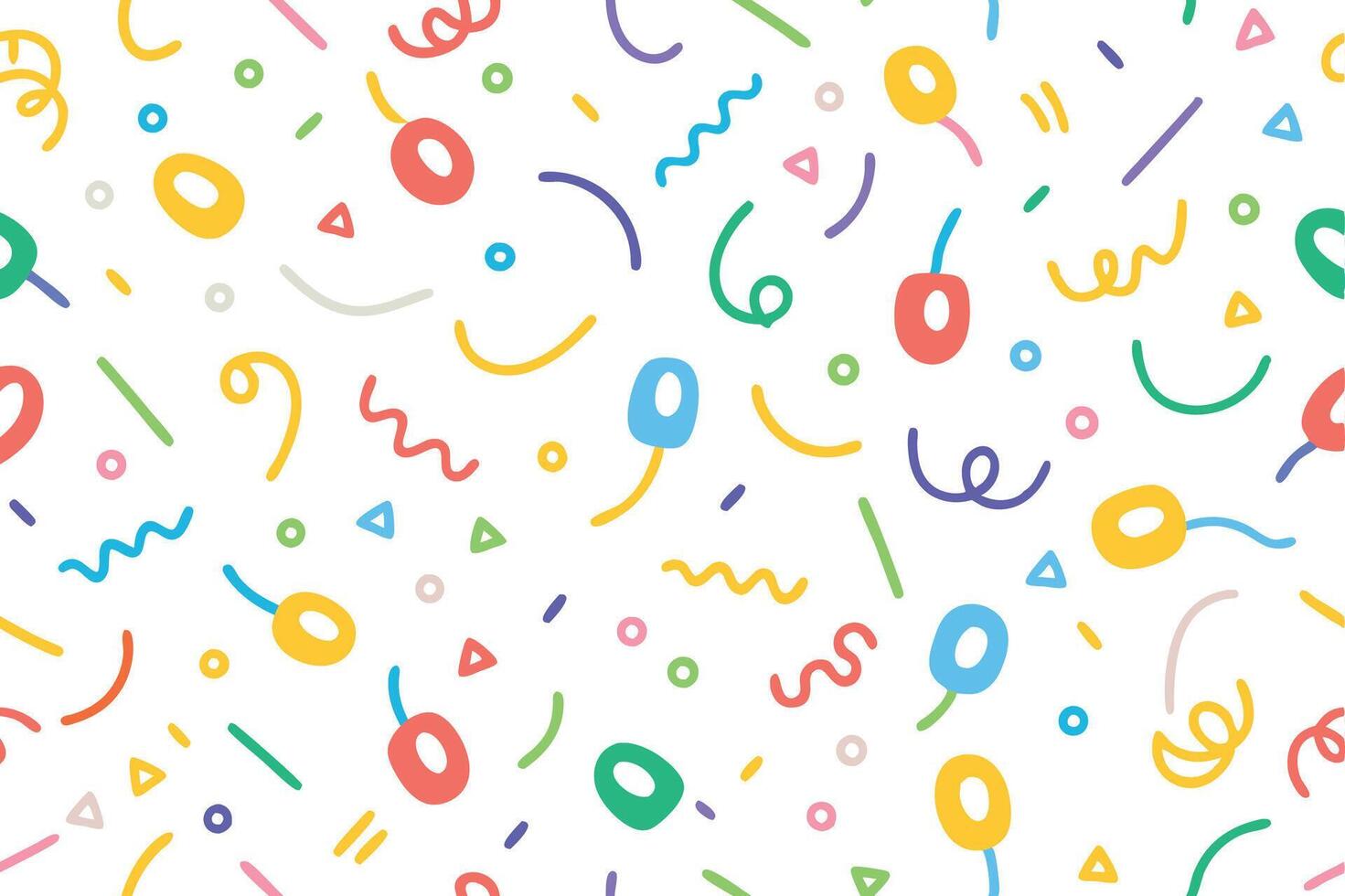 a colorful pattern with balloons and other shapes vector