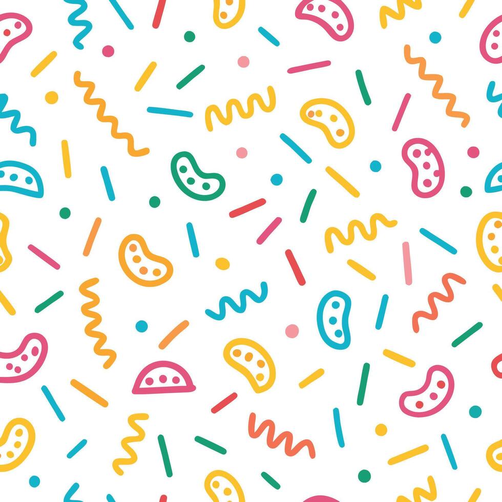 seamless pattern with colorful sprinkles and dots vector