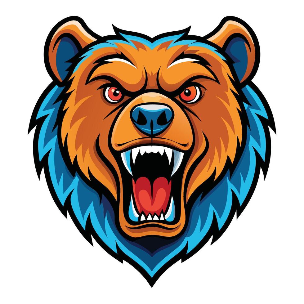 the head of a bear with an open mouth vector