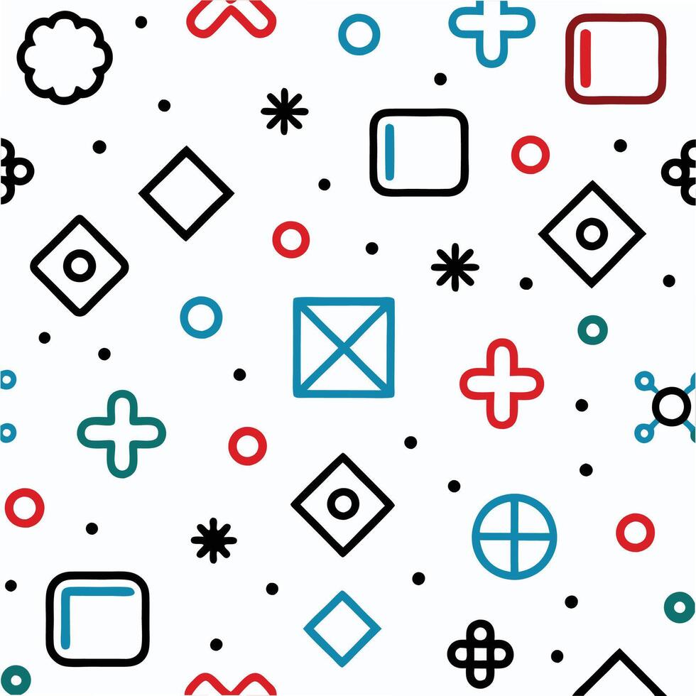 a colorful pattern with squares and circles vector