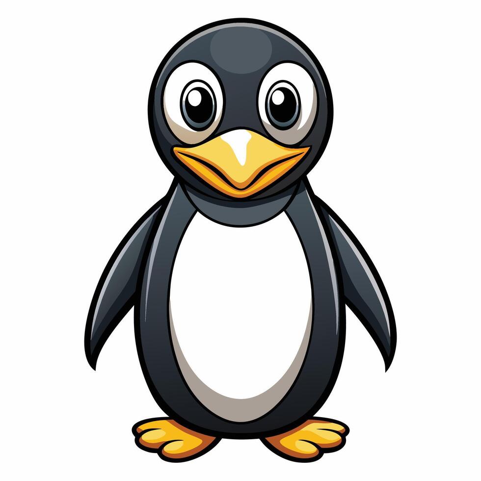 a cartoon penguin standing on a white background vector