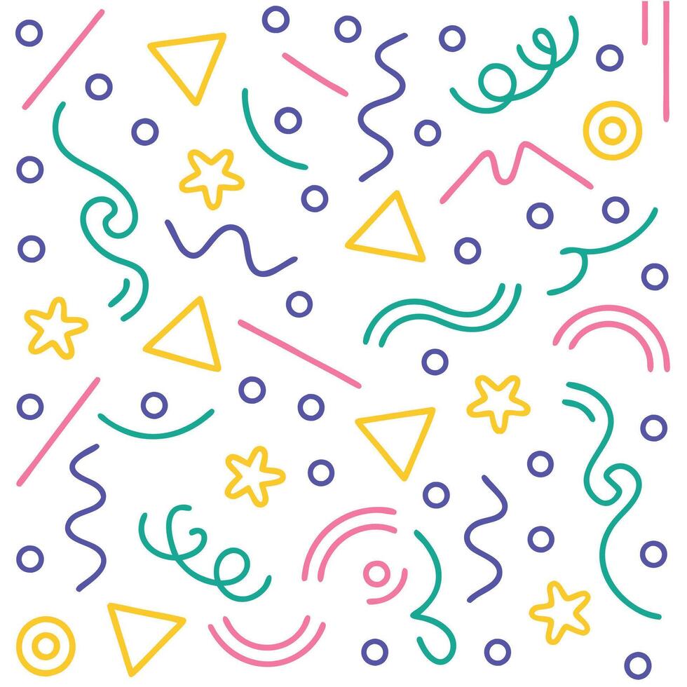 a colorful pattern with geometric shapes and stars vector